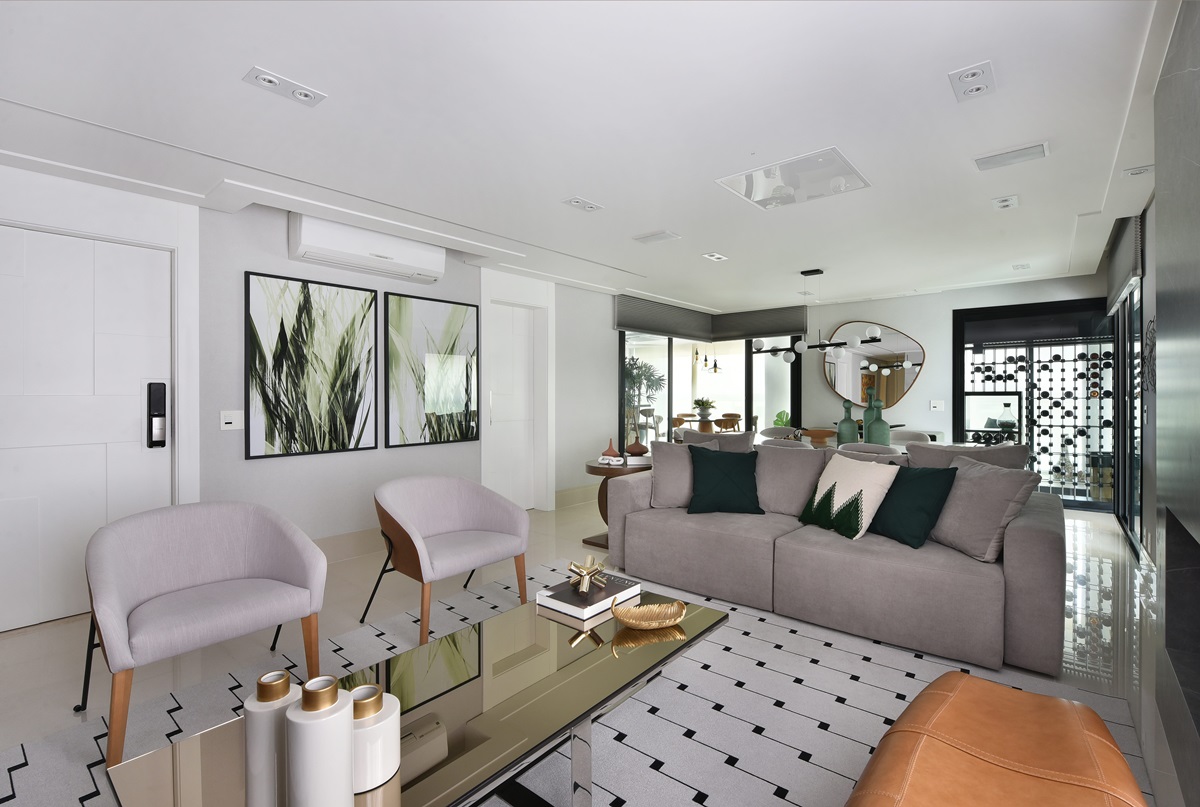 Minimalismo Chic: A Elegância do Cinza e Branco com Acentos Vibrantes - detalhe