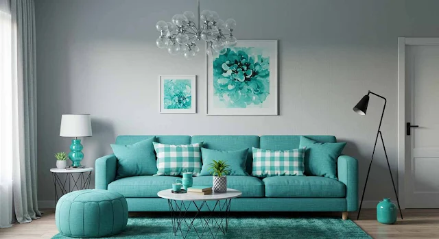 Cinza Relaxante: Tons de Verde e Azul para um Refúgio de Paz - detalhe