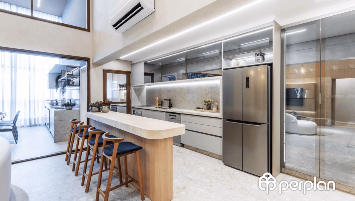 Cozinha com Ilha Central e Detalhes em Aço Inox - inspiração