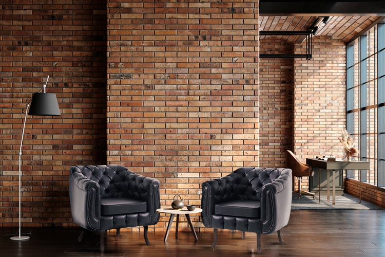 Elegância Rústica com Revestimento de Tijolinho Aparente - detalhe