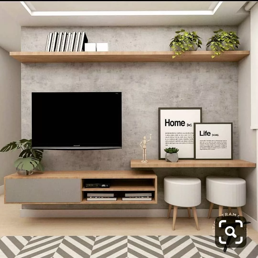 Rack Aconchegante: Decoração com Texturas Naturais e Cores Quentes - ideia