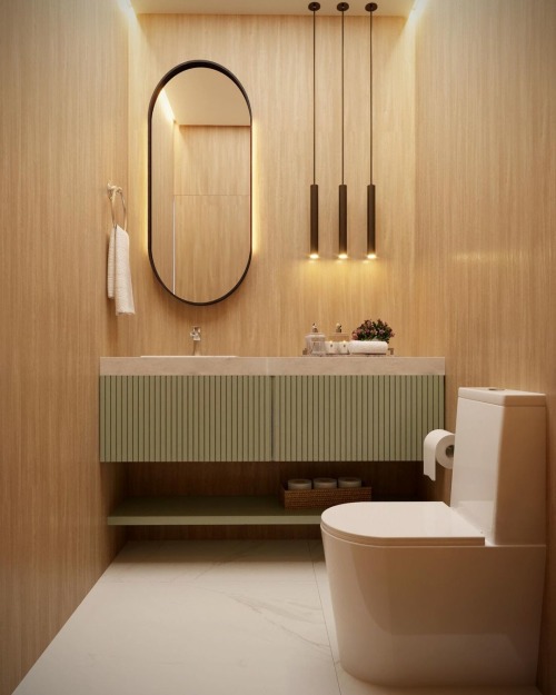 Lavabo Pequeno e Aconchegante: A Presença Charmosa da Madeira Clara - ideia