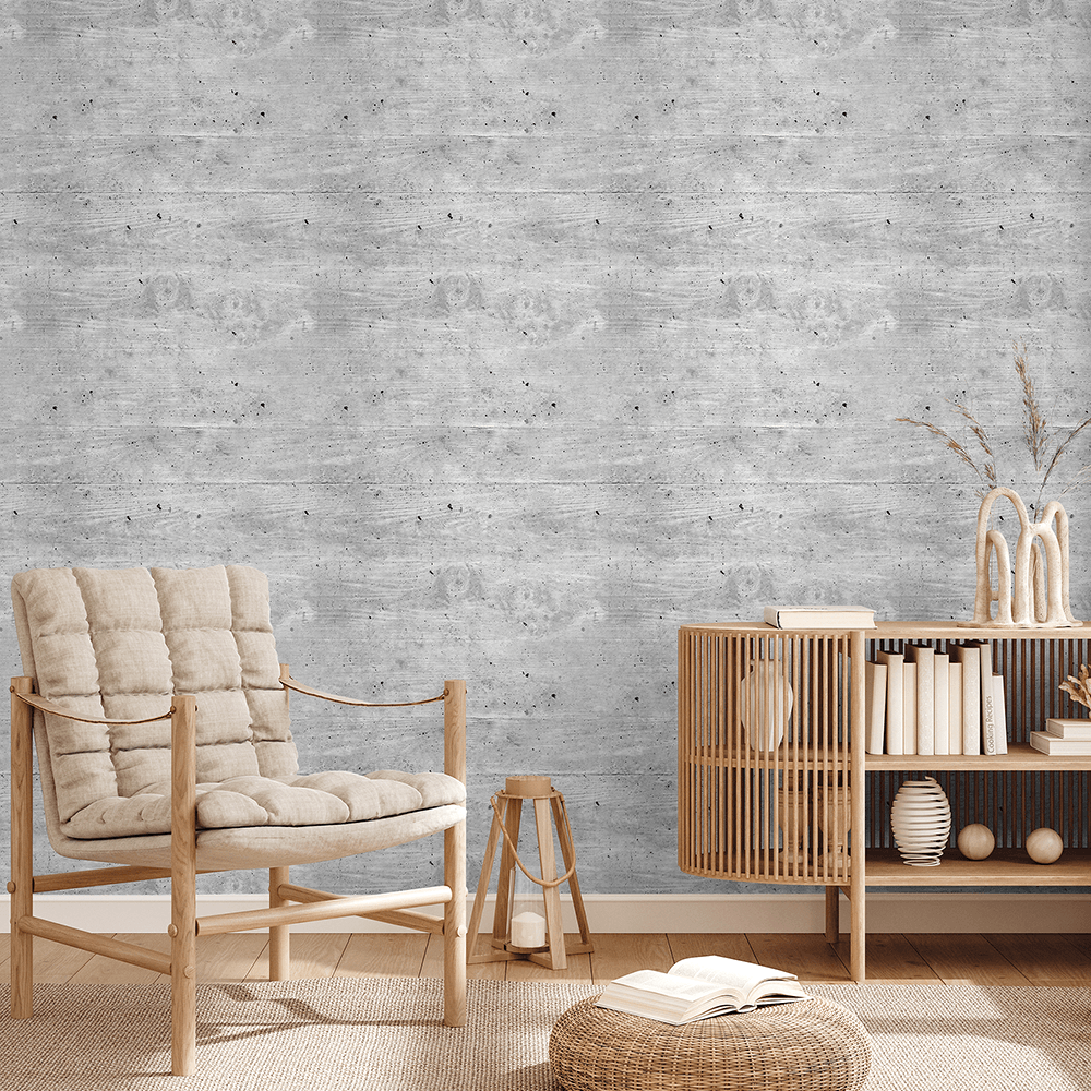 Elegância Urbana: Papel de Parede que Imita Cimento Queimado - ideia