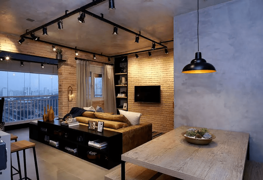 Estilo Industrial com Tijolinho e Cimento Queimado - ideia