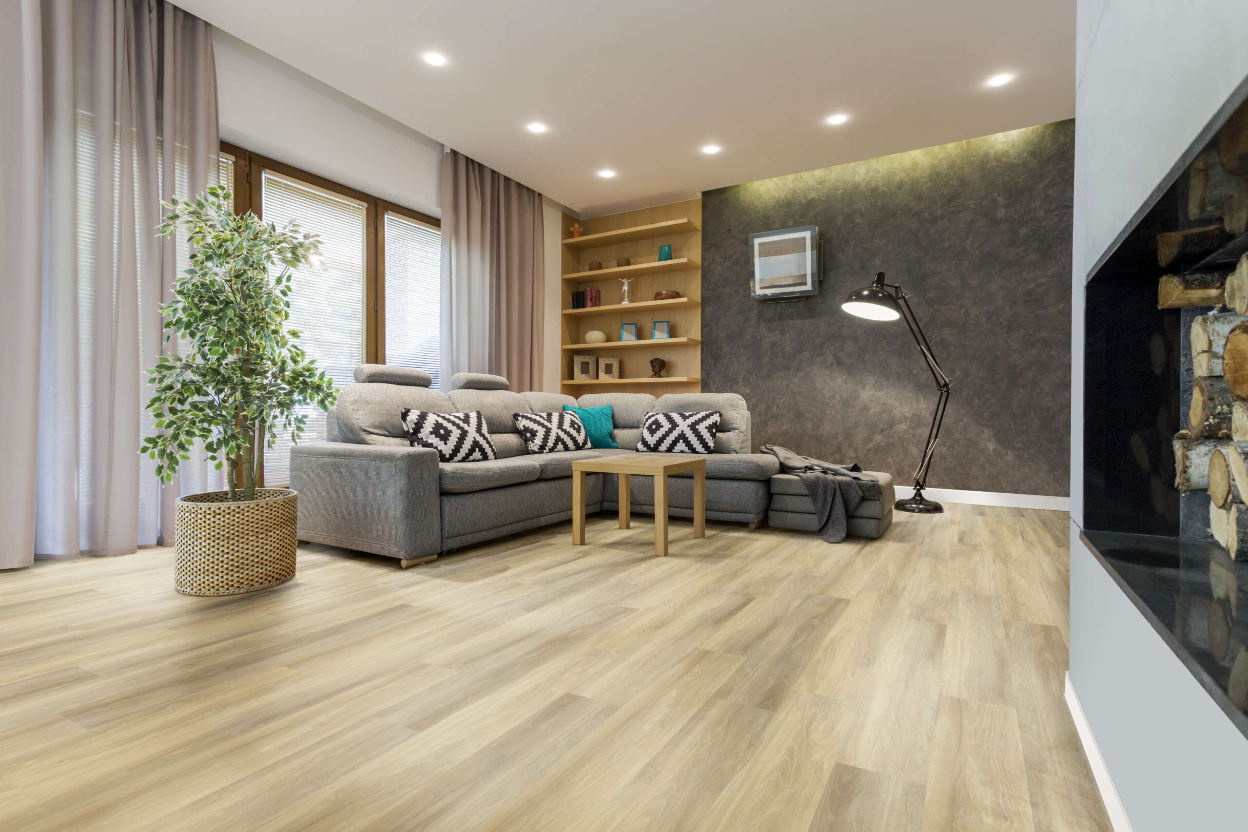 Design Moderno: Piso Vinílico em Tons de Cinza para um Toque Urbano - detalhe