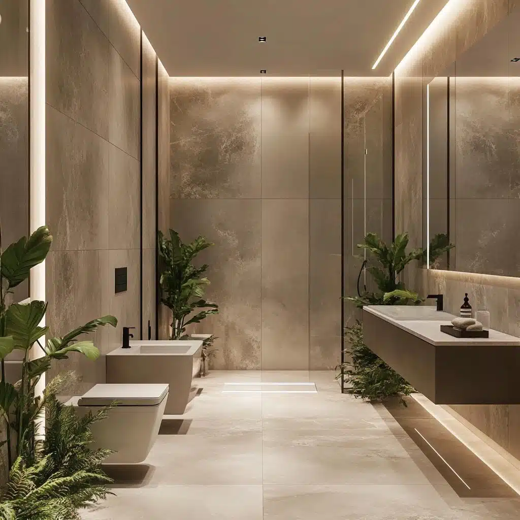 Porcelanato com Acabamento Brilhante: Luminosidade e Glamour para um Banheiro Radiante - detalhe