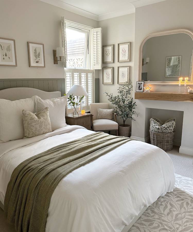 Quarto Aconchegante com Texturas Naturais e Iluminação Quente - ideia