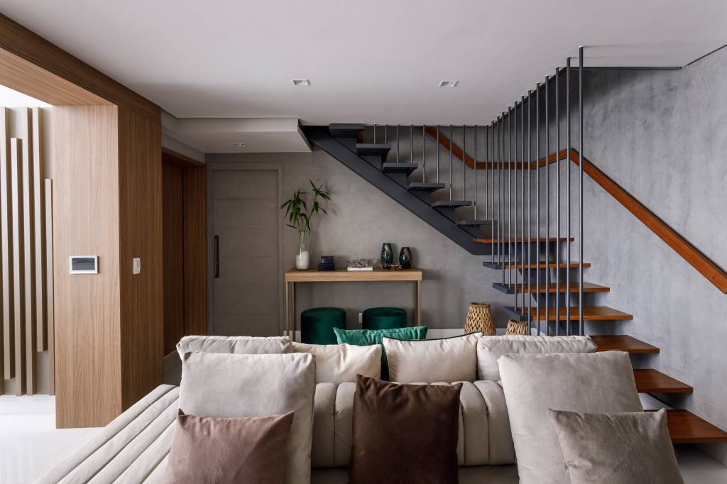 Minimalismo Chic: Paleta Neutra e Integração com Mezanino - detalhe