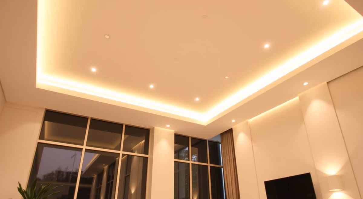 Spots Embutidos no Gesso: Elegância Minimalista e Luz Discreta - ideia