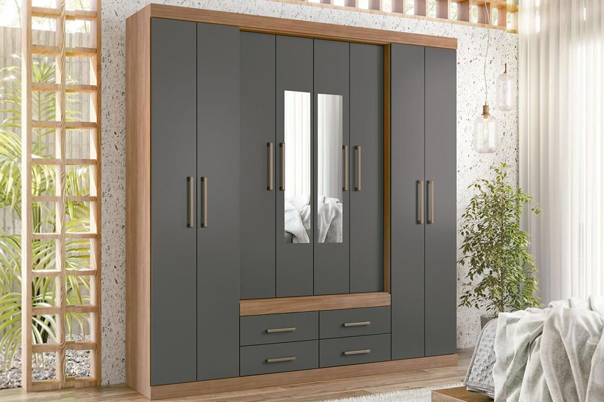 Guarda-Roupa com Espelho Bisotê: Elegância Refletida! - ideia