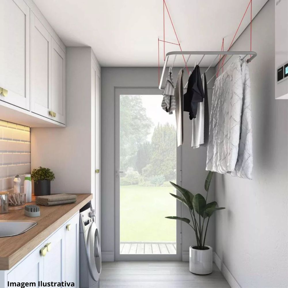 Varal de Teto Retrátil: Discreto e Moderno - inspiração