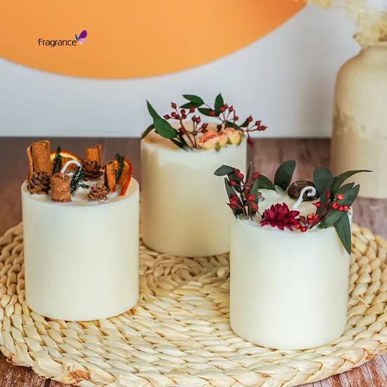 Velas Aromáticas Decoradas com Flores Secas e Cristais - ideia
