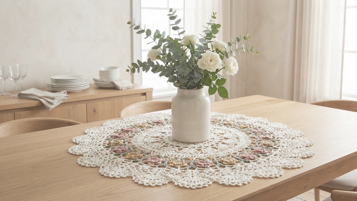 Mesa de Centro Boêmia com Crochê: Artesanato e Aconchego - detalhe