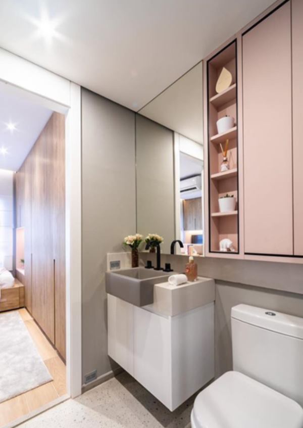 Armário de Banheiro Suspenso com Cuba Esculpida: Modernidade Aérea! - inspiração