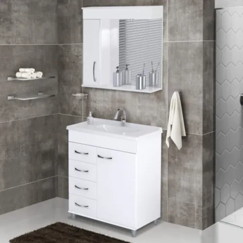 Armário de Banheiro com Detalhes em Azulejo Português: Um Toque Clássico! - ideia