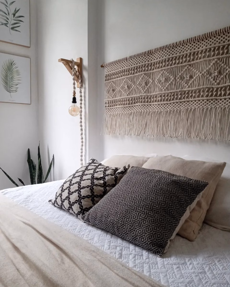 Cabeceira Criativa Feita com Macramê - detalhe