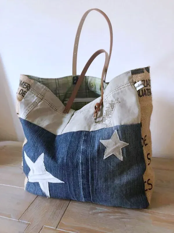 Cachepôs Sustentáveis com Jeans Reciclado: Moda Consciente e Cheia de Atitude - detalhe