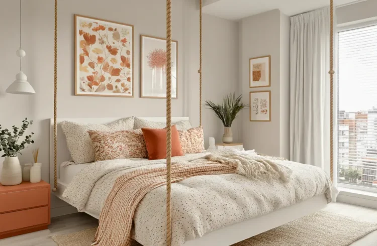 Cama Suspensa com Cortinas: Privacidade e Estilo - detalhe