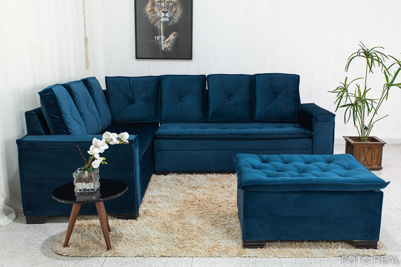 Canto Alemão Planejado Revestido em Veludo Azul Royal: Puro Glamour - inspiração