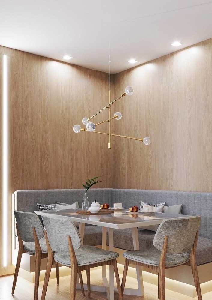 Canto Alemão Moderno com Revestimento em Couro Ecológico e Detalhes em Metal - inspiração