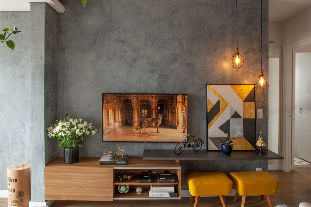 Cimento Queimado com Design 3D: Inovação e Arte nas Suas Paredes - detalhe