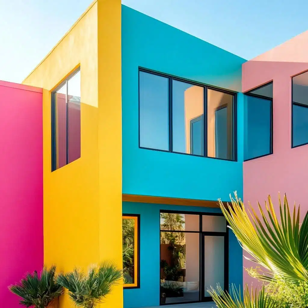 Modernidade Urbana: Cores Sólidas e Formas Geométricas - inspiração