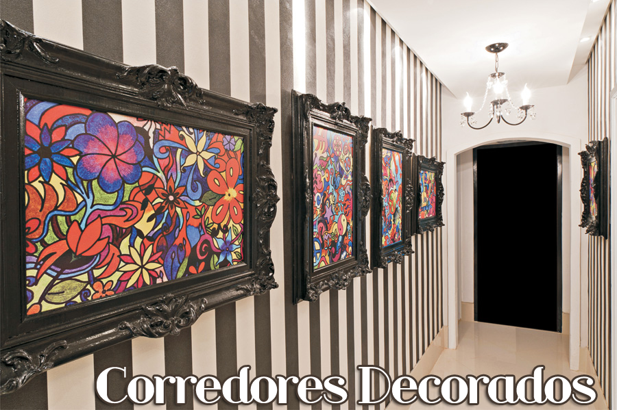 Corredor Romântico com Luzes de Fada e Quadros Vintage - ideia