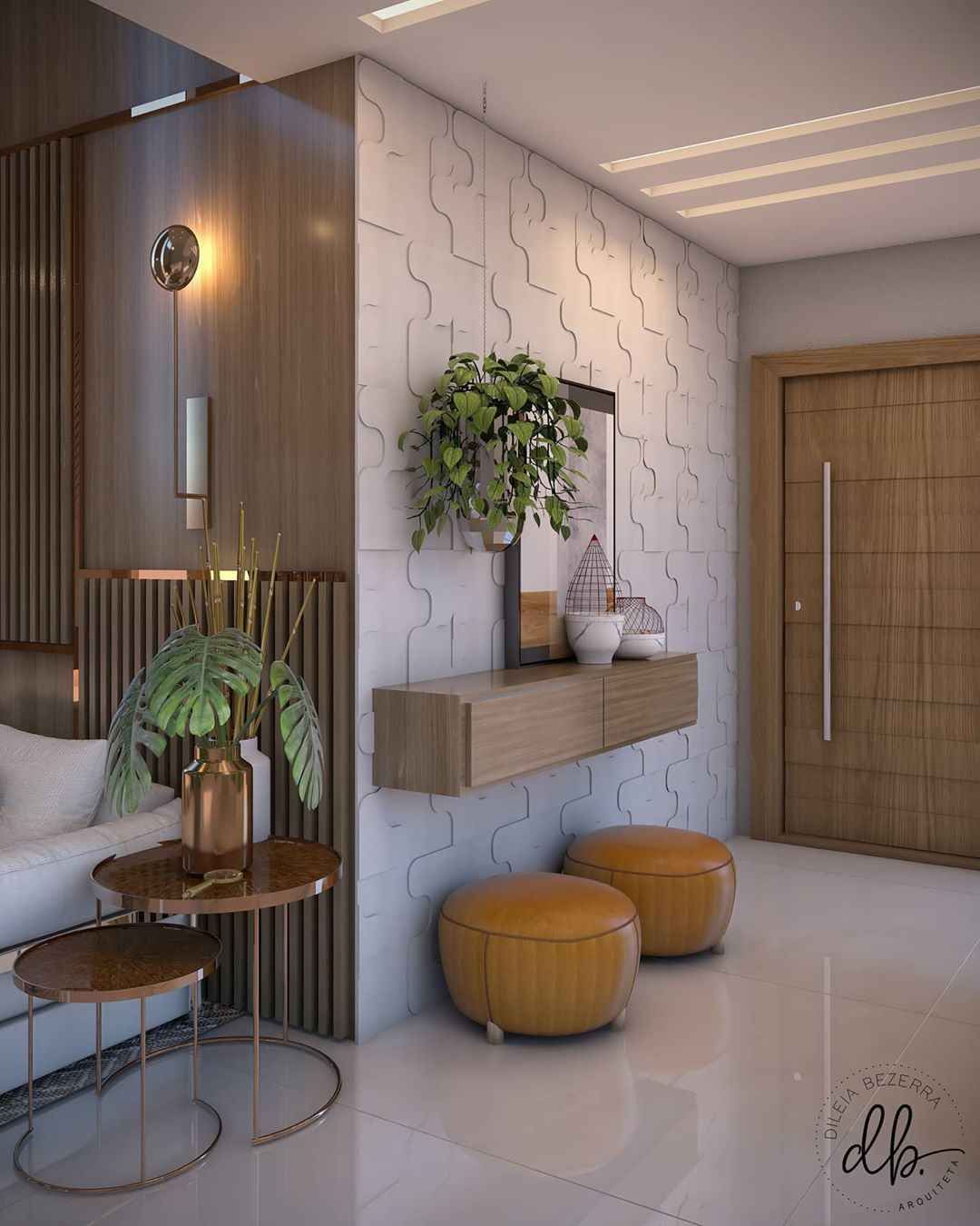 Hall de Entrada com Papel de Parede Texturizado: Charme e Personalidade - inspiração