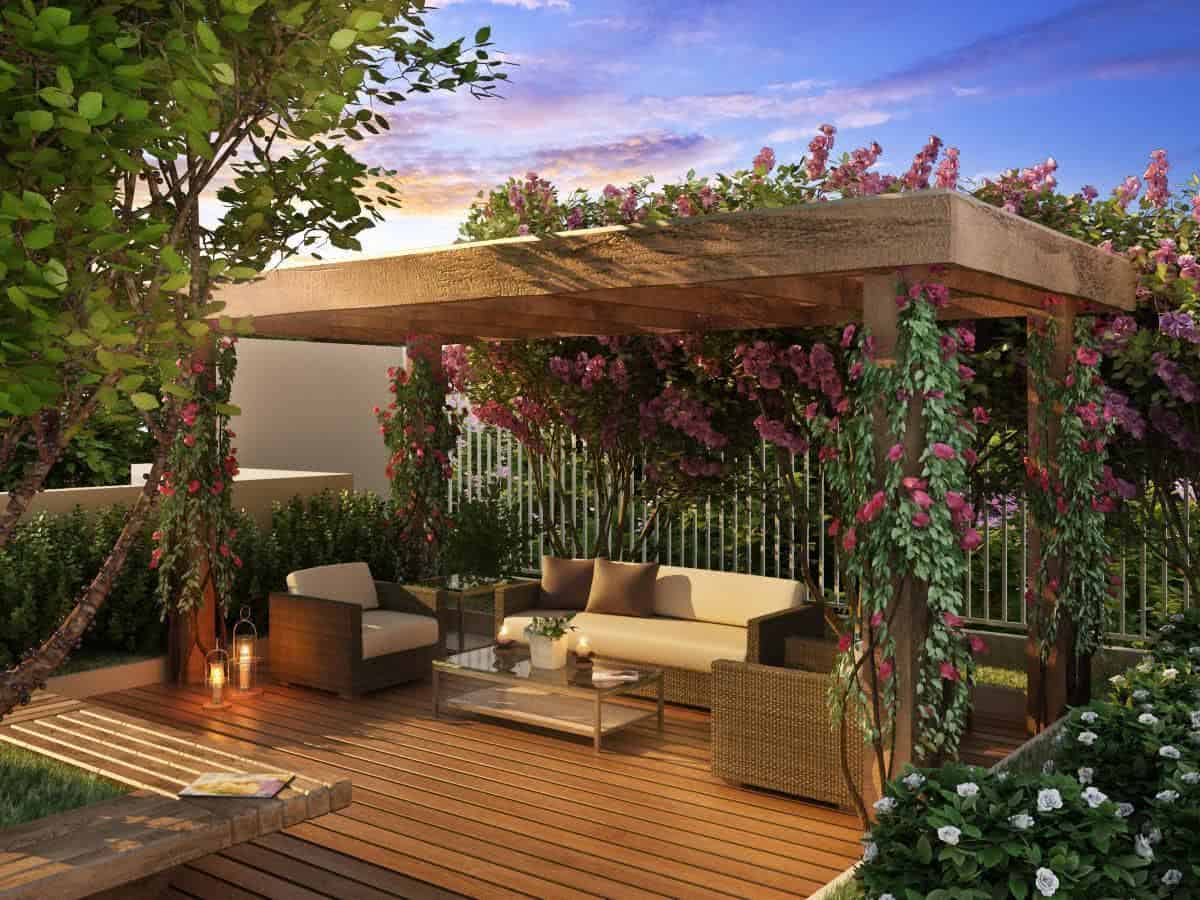 Um Jardim Secreto: Pátio Murado com Trepadeiras Floridas - detalhe