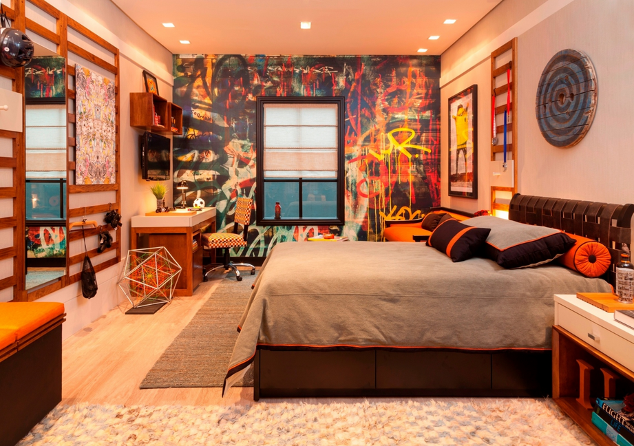 Estilo Urbano: Grafite e Arte de Rua na Decoração do Quarto - ideia