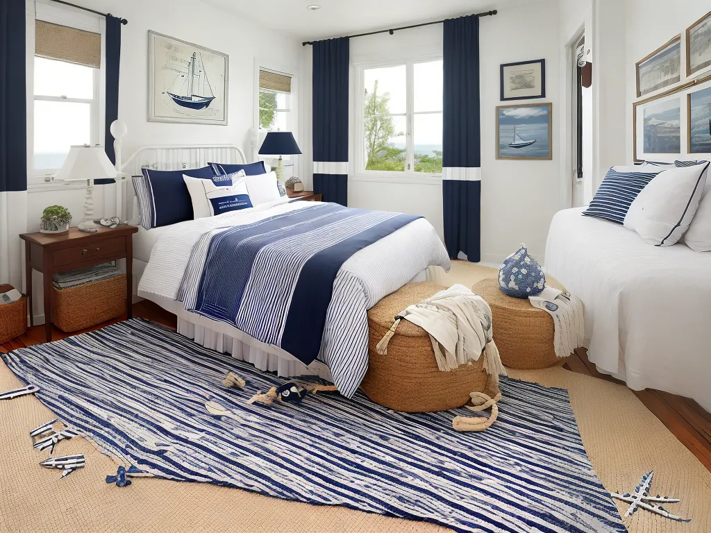 Decoração Náutica: Azul, Branco e Elementos do Mar no Quarto - ideia