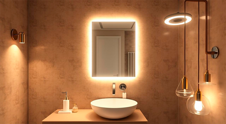 Banheiro Moderno com Iluminação Estratégica em LED (Adeus, Pontos Cegos e Contas Altas!) - ideia