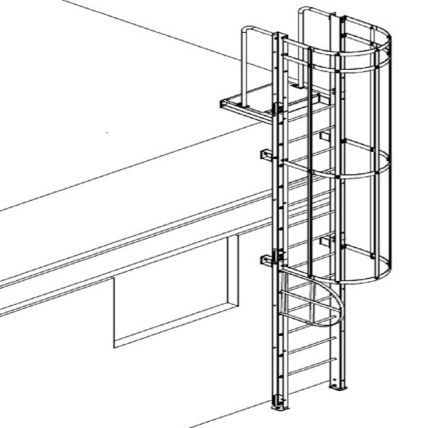 Escada Marinheiro Integrada à Arquitetura Industrial Moderna: Minimalismo Funcional - detalhe