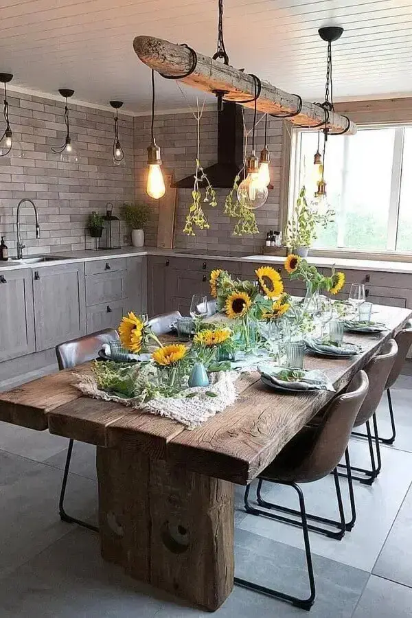 Luminárias de Teto Rústicas: Aconchego e Charme da Fazenda na Sua Cozinha - ideia