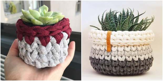 Suculentas em Cachepots de Crochê: Um Toque Boho e Aconchegante - ideia