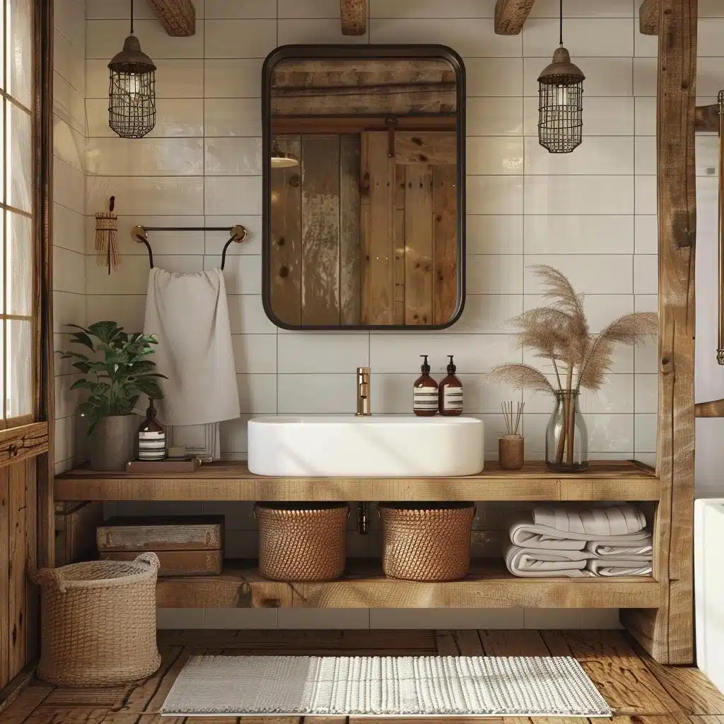 Kit Banheiro Rústico: Conexão com a Natureza - inspiração