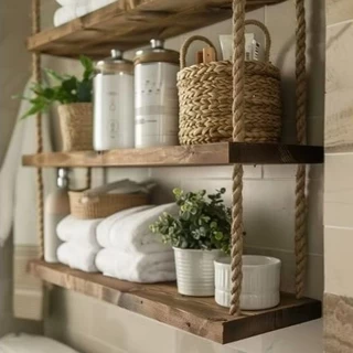 Prateleiras Aéreas com Cordas: Leveza e Originalidade - ideia