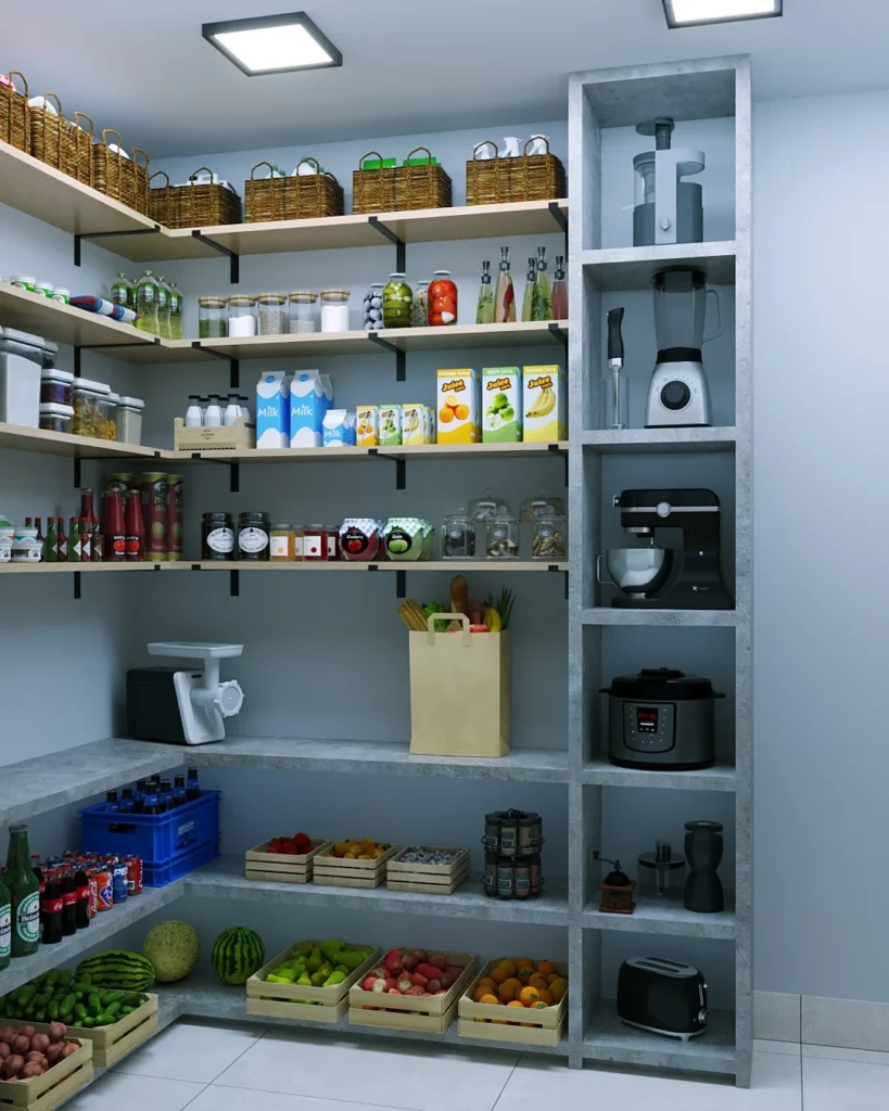 Despensa Minimalista com Acessórios de Metal e Design Clean - ideia