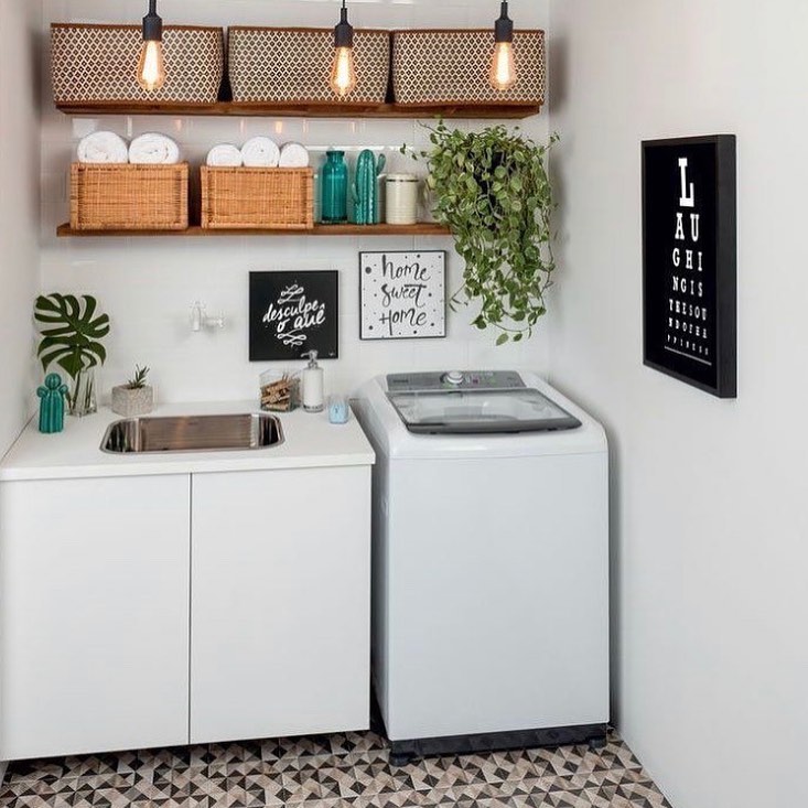 Cantinho Aconchegante: Lavanderia Decorada com Plantas e Elementos Naturais - inspiração