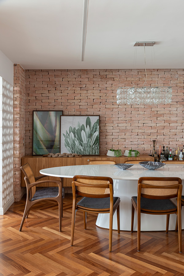 Tijolinho como Detalhe em Ambientes Integrados - inspiração