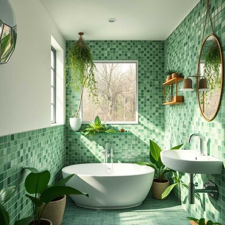 Pastilhas de Pedra Natural para um Banheiro Relaxante - ideia