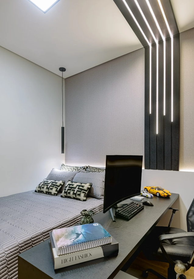 Quarto com Escrivaninha Dobrável para Espaços Mini - detalhe