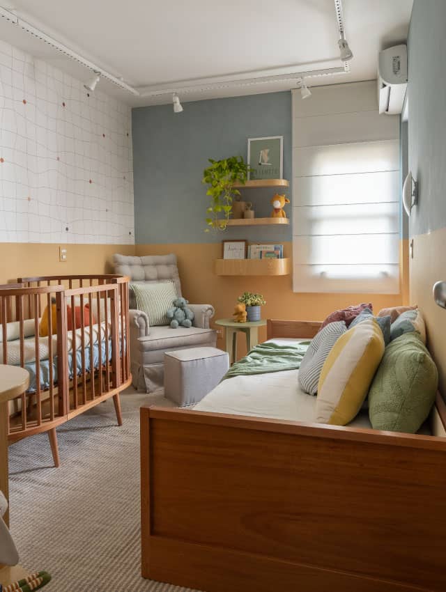 Quarto de Gêmeos Aconchegante com Texturas Naturais - inspiração