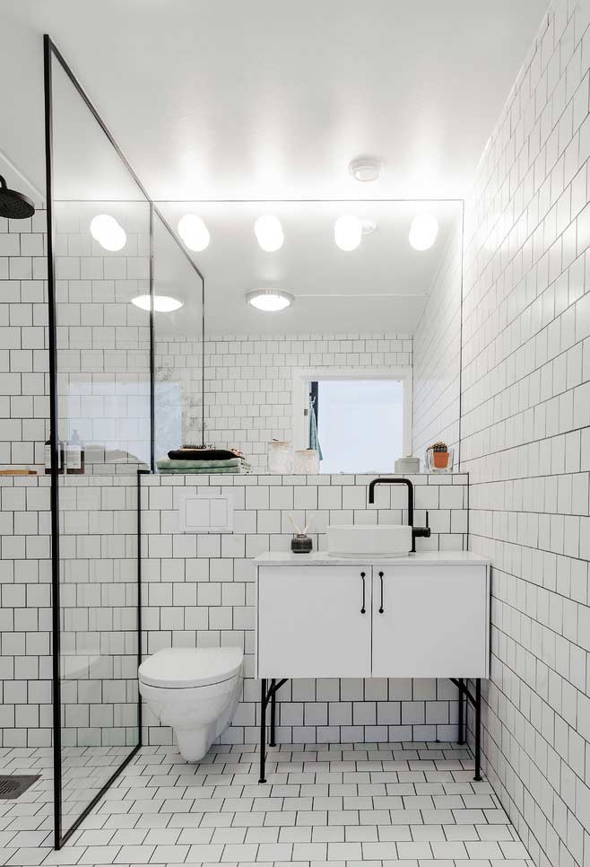 Metro White e Rejunte Preto: Estilo Industrial Moderno - ideia