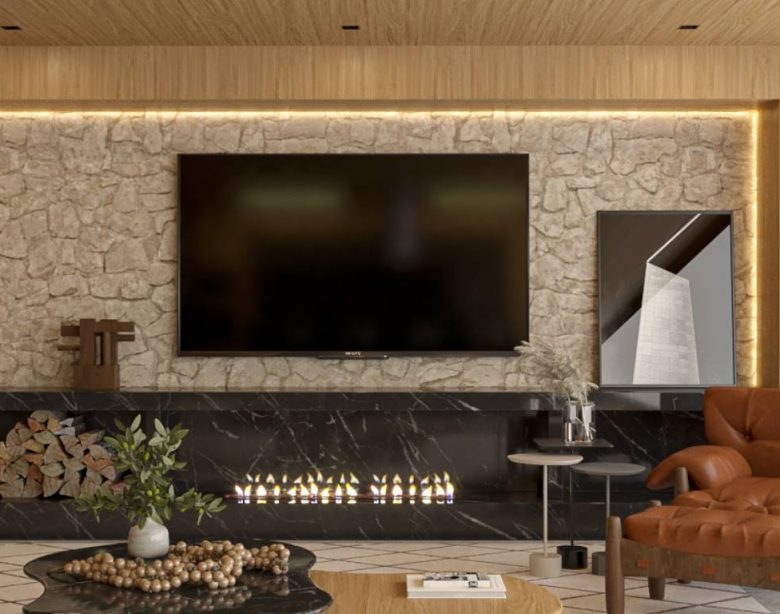 Com Lareira Ecológica: Aconchego Moderno e Sustentável - detalhe