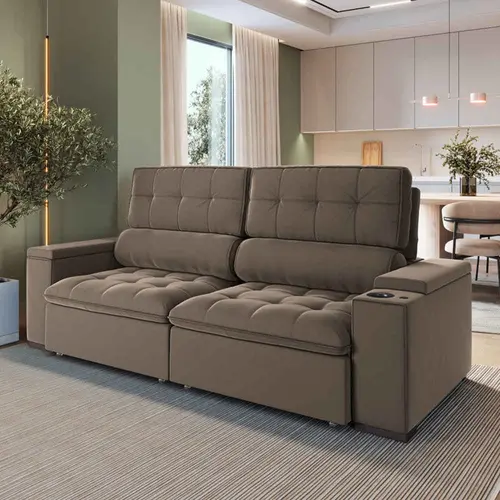 Conforto Inteligente: Sofá Retrátil e Reclinável com Comando Elétrico e Massageador - ideia