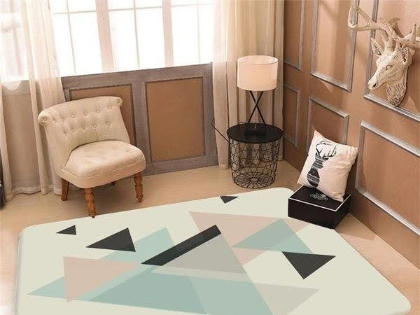 Design Escandinavo: Tapete de Lã com Padrões Geométricos Simples - detalhe