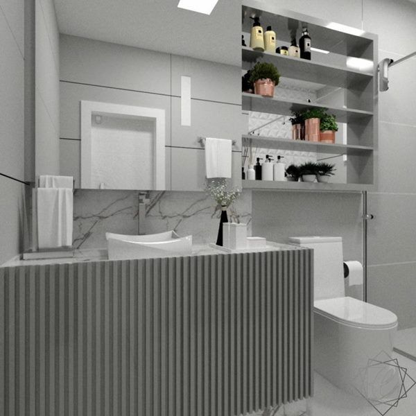 Armário de Banheiro Suspenso com Cuba Esculpida: Modernidade Aérea! - ideia