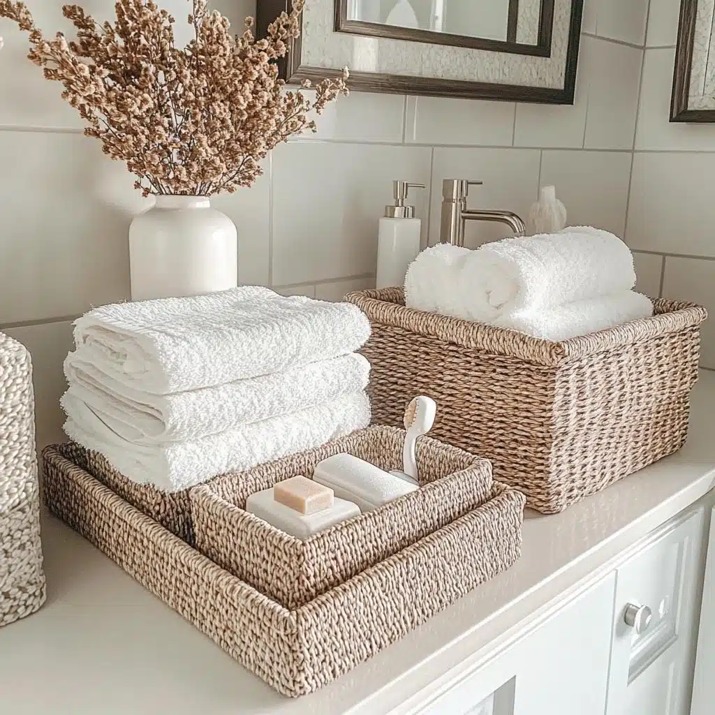 Armário de Banheiro com Cestos de Vime: Organização com Estilo! - inspiração