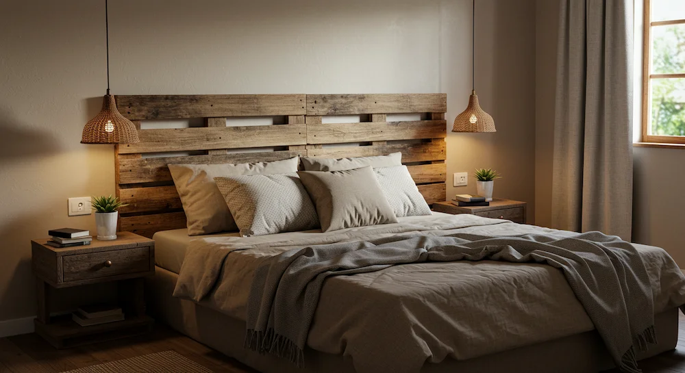 Cabeceira Criativa com Pallets: Sustentabilidade e Originalidade - detalhe